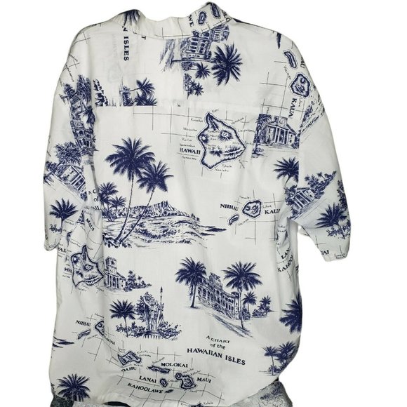 CT Hawaii Fashions Shirt Mens XL Cotton Poly Short Sleeve Chart Of Hawaiian Isl - Picture 3 of 7